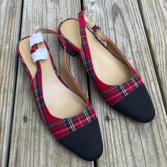 J. Crew Shoes - LIKE NEW: J.Crew Tartan Low-Heel Slingback Shoes Size 7.5